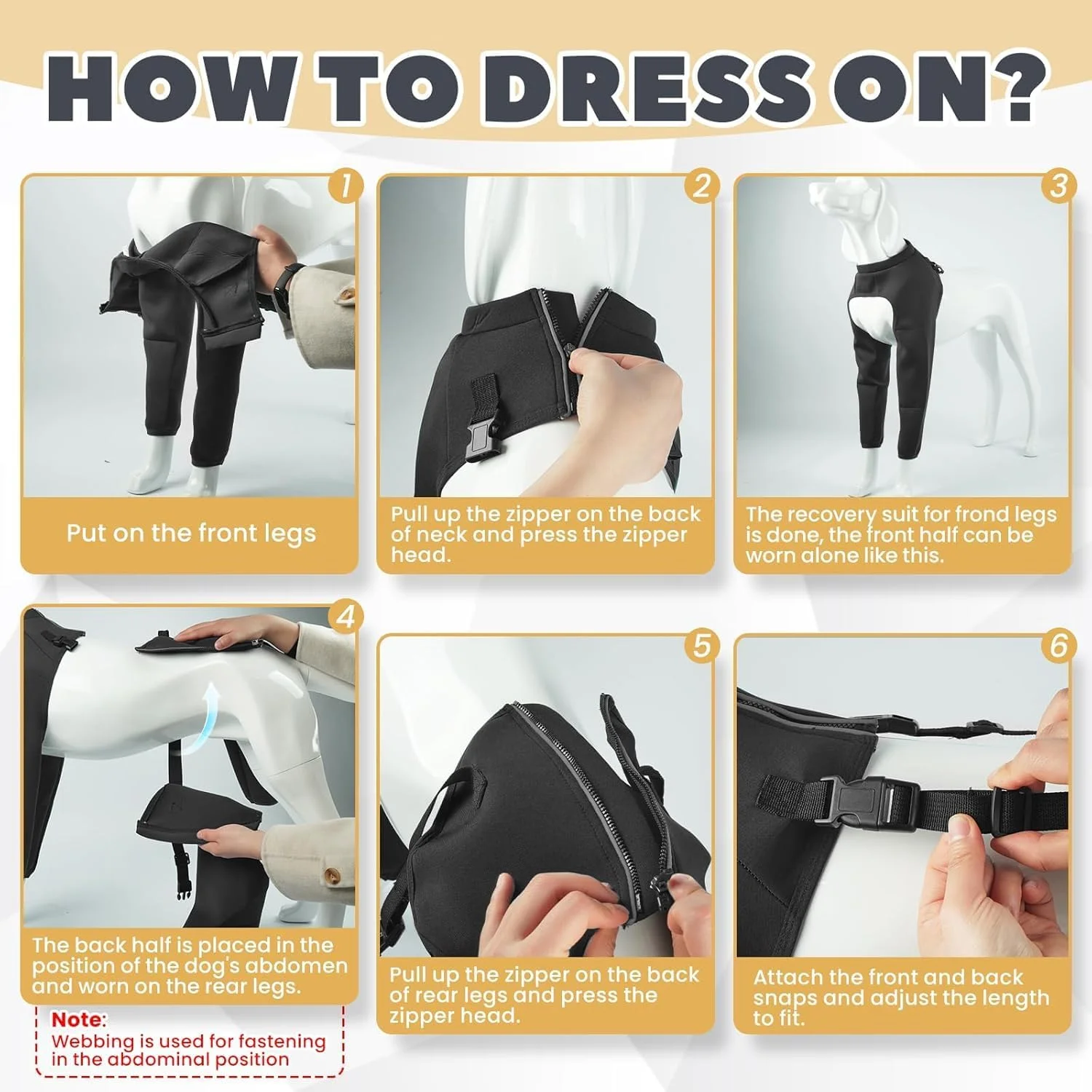 لباس ریکاوری سگ قابل جابجایی، لباس بعد از جراحی برای سگ ها، لباس ضد لیسیدن پزشکی، لباس جراحی تنفسی حیوانات خانگی، مشکی M