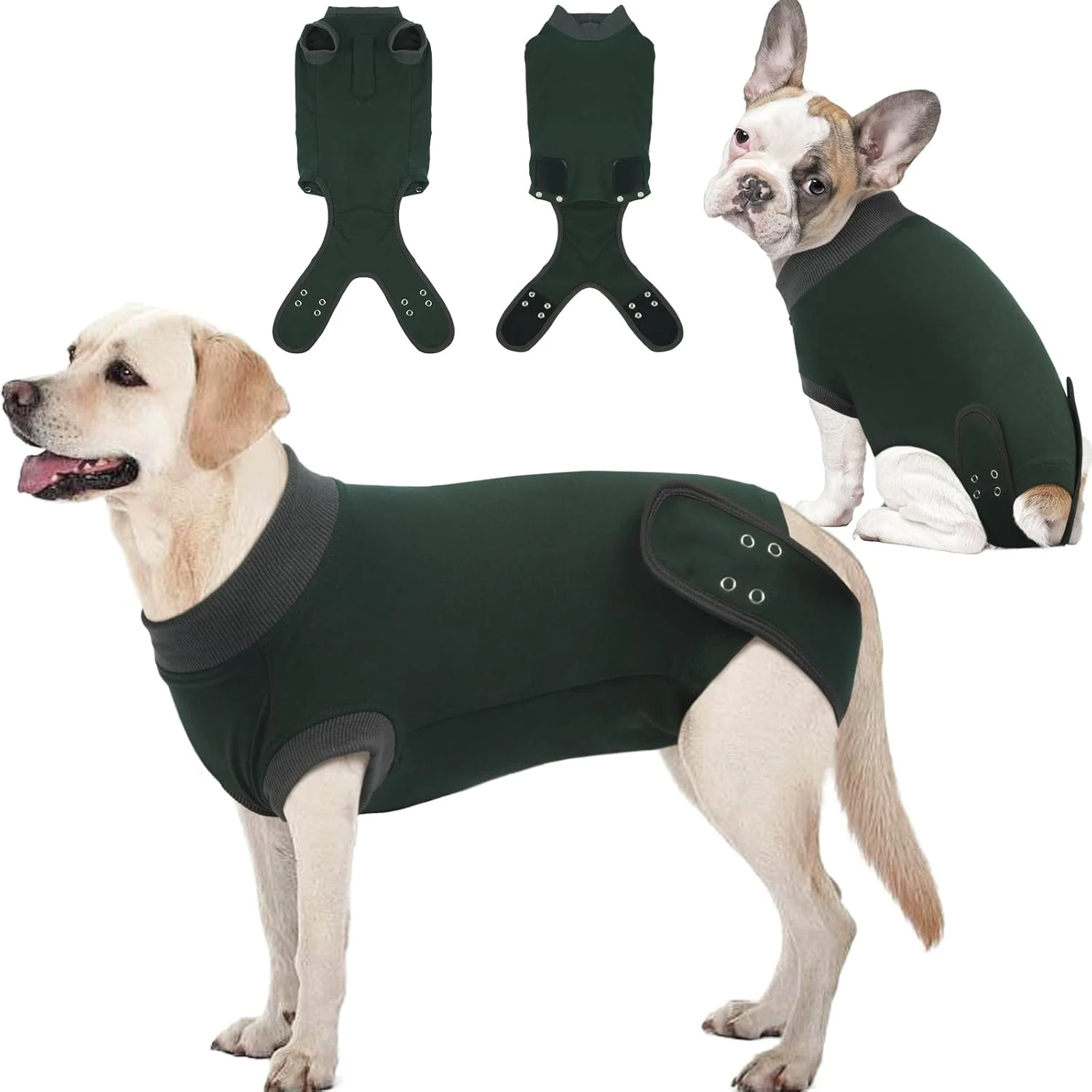 لباس نقاهت سگ IDOMIK برای جراحی - لباس یکسره سگ ضد لیسیدن قابل تنظیم بعد از عمل، لباس عقیم سازی سگ نر و ماده، بانداژ نرم زخم شکمی و جایگزین قیف گردنی