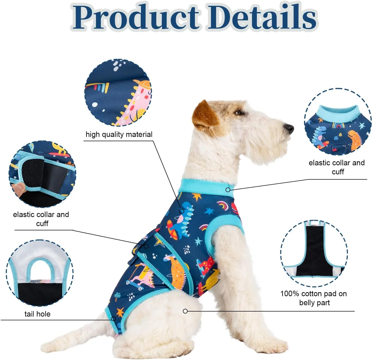 لباس نقاهت جراحی سگ، لباس یکسره سگ نر و ماده برای عقیم سازی، جایگزین قلاده الیزابت و مخروط، لباس یکسره تنفسی ضد لیسیدن برای سگ های کوچک، متوسط و بزرگ، طرح جدید دایناسور سایز XL لباس نقاهت جراحی سگ، لباس یکسره سگ نر و ماده برای عقیم سازی، جایگزین قلاده الیزابت و مخروط، لباس یکسره تنفسی ضد لیسیدن برای سگ های کوچک، متوسط و بزرگ، طرح جدید دایناسور سایز XL