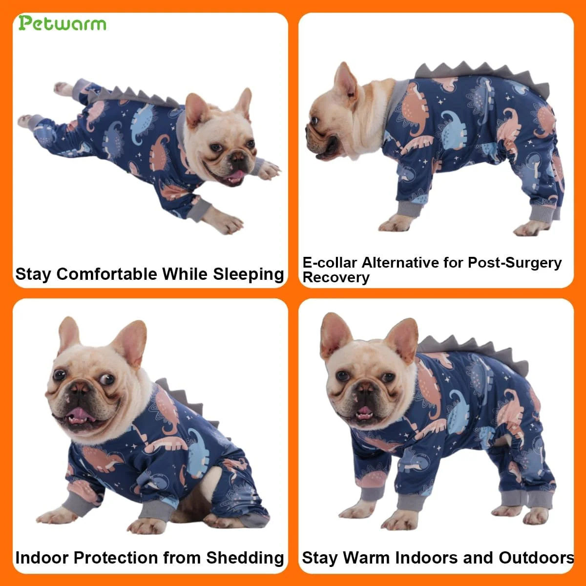 لباس خواب سگ PetWarm، طرح دایناسور، مناسب تمام فصول، مشکی، سایز بزرگ لباس خواب سگ PetWarm، طرح دایناسور، مناسب تمام فصول، مشکی، سایز بزرگ