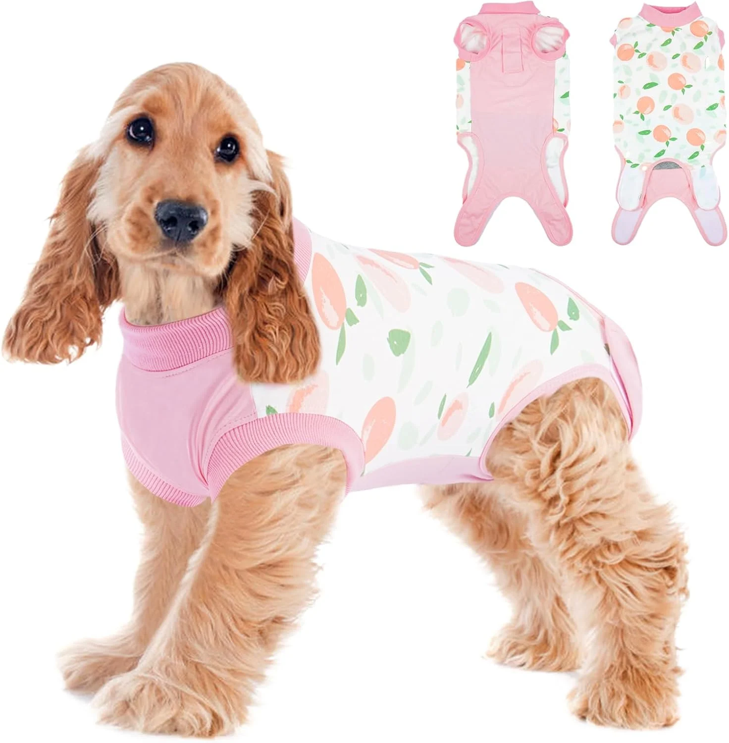 لباس ریکاوری سگ ماده PUMYPOREITY، جلیقه پزشکی سگ ماده برای جلوگیری از لیسیدن (هلویی صورتی، M)