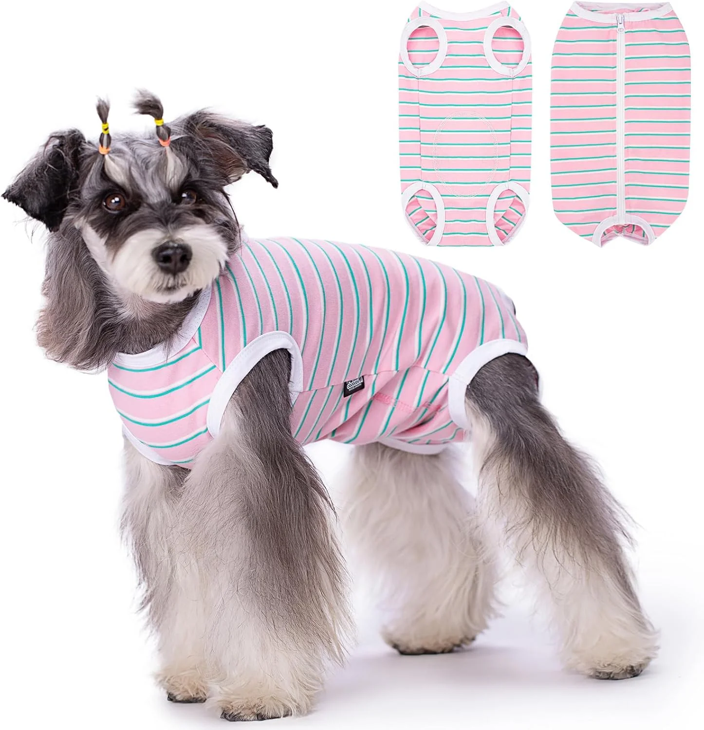 لباس نقاهت سگ، لباس یکسره بعد از جراحی برای سگ ماده، لباس خواب جراحی نرم، لباس یکسره برای سگ های کوچک و متوسط، جلوگیری از لیسیدن زخم های شکمی، صورتی M