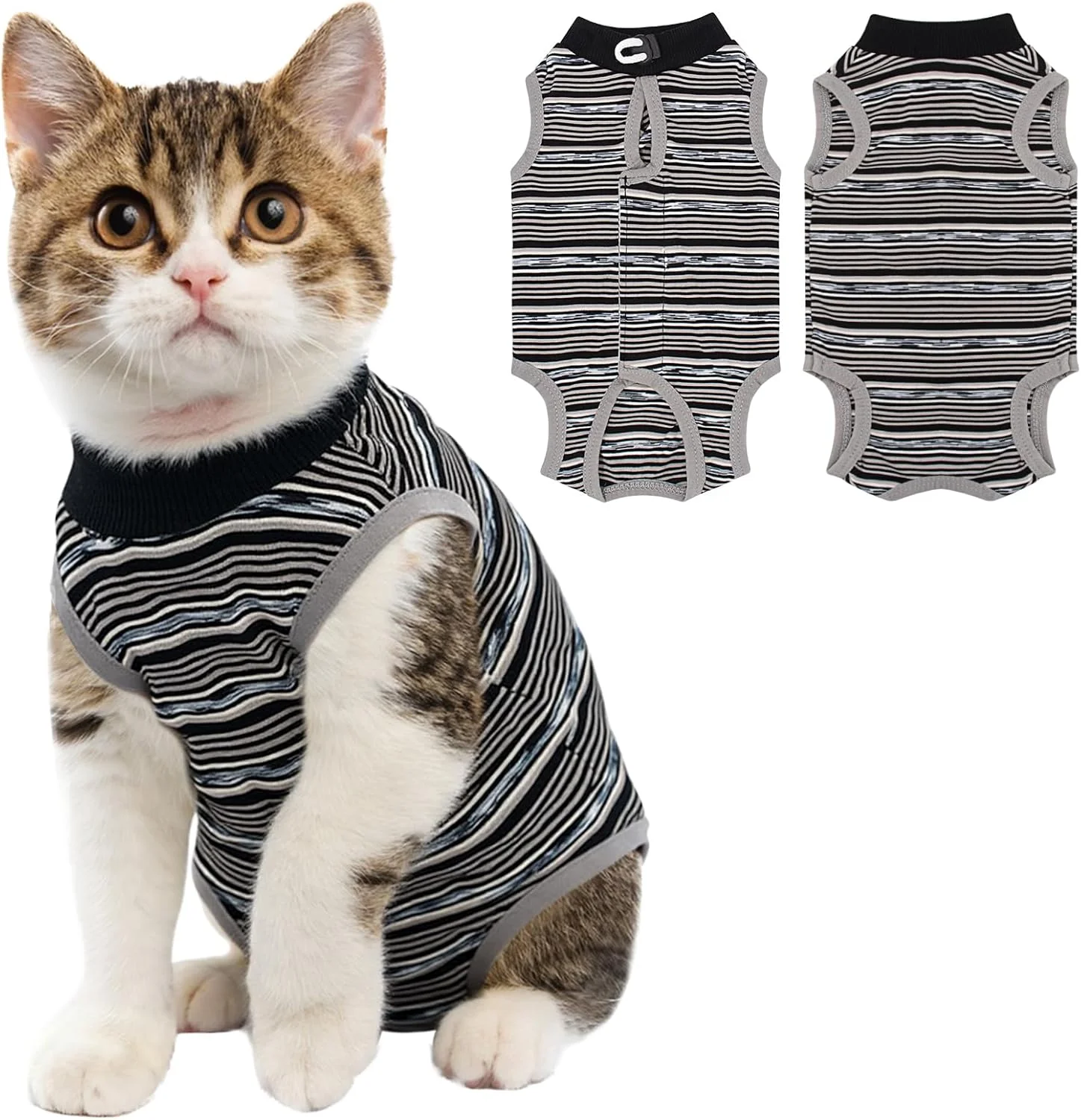 لباس ریکاوری گربه ماده Coppthinktu، لباس یکسره گربه برای بعد از جراحی، مناسب برای جراحی، زخم های شکمی و بیماری های پوستی، جایگزین نرم برای طوق الیزابت، لباس ضد لیسیدن بچه گربه