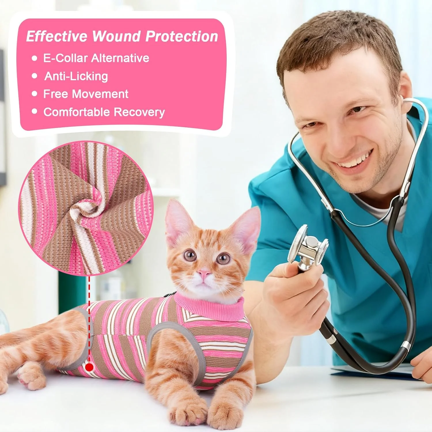 لباس ریکاوری گربه ماده Coppthinktu، لباس یکسره گربه برای بعد از جراحی، مناسب برای جراحی، زخم های شکمی و بیماری های پوستی، جایگزین نرم برای طوق الیزابت، لباس ضد لیسیدن بچه گربه