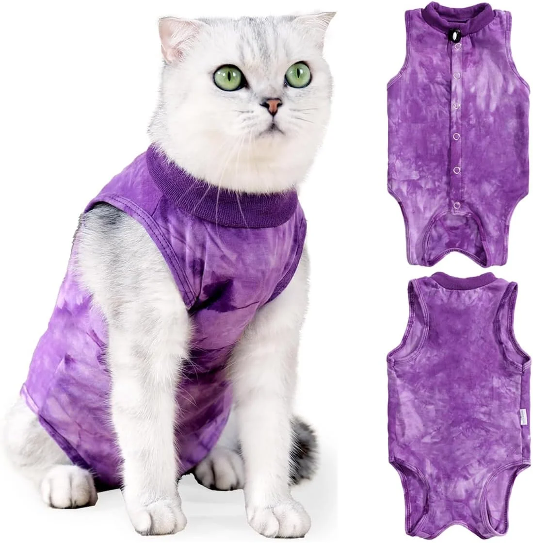 لباس نقاهت حیوانات خانگی، لباس حرفه ای نقاهت حیوانات خانگی برای زخم شکمی، جایگزین قلاده الیزابتی برای گربه ها و سگ ها، لباس کامل جراحی سگ ها برای محافظت از زخم شکمی (بنفش-S)