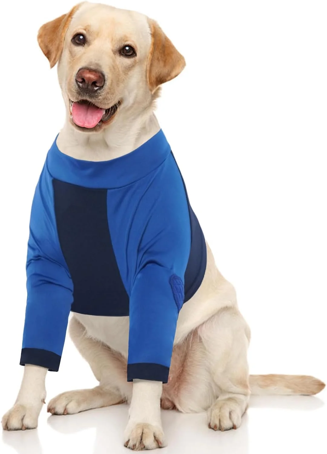 آستین محافظ پای جلویی سگ Lelepet، پیراهن محافظ آرنج سگ با کشسانی بالا برای سگ های کوچک، متوسط و بزرگ، لباس خواب کوتاه سگ، آستین محافظ مفصل سگ با قابلیت تنفس برای جلوگیری از لیسیدن زخم، آبی 2XL