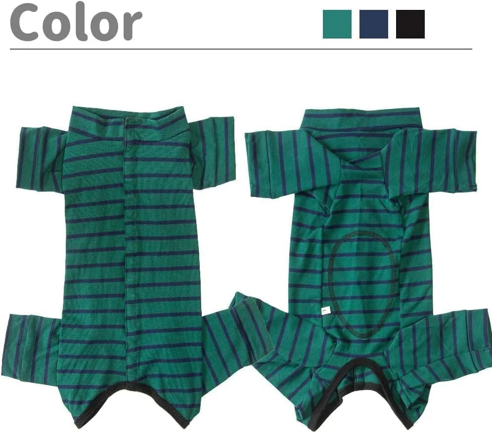 لباس نقاهت سگ، لباس جراحی محافظ زخم سگ، مناسب برای حیوانات خانگی کوچک و متوسط (راه راه سبز مشکی، M) لباس نقاهت سگ، لباس جراحی محافظ زخم سگ، مناسب برای حیوانات خانگی کوچک و متوسط (راه راه سبز مشکی، M)