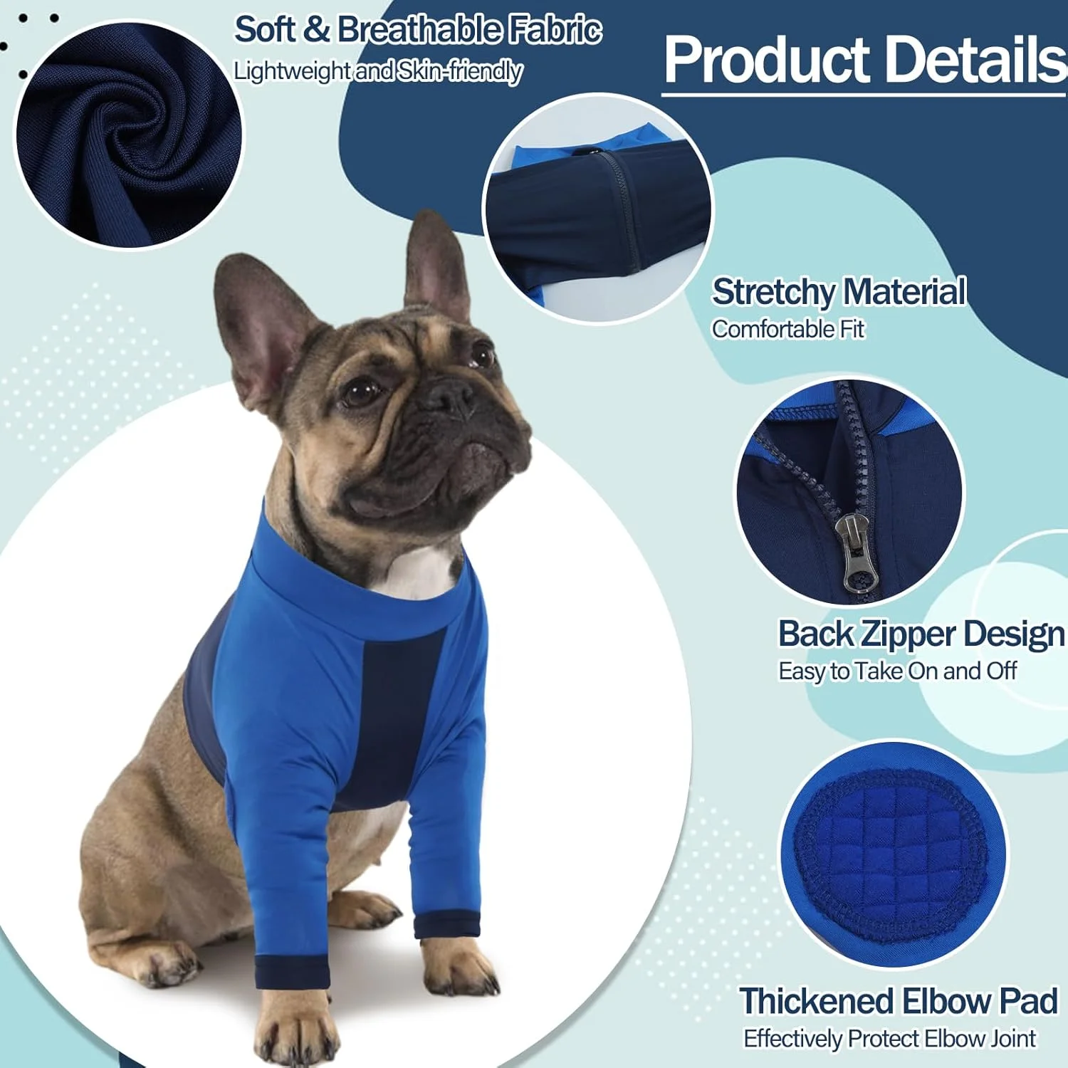 آستین محافظ پای جلویی سگ Lelepet، پیراهن محافظ آرنج سگ با کشسانی بالا برای سگ های کوچک، متوسط و بزرگ، لباس خواب کوتاه سگ، آستین محافظ مفصل سگ با قابلیت تنفس برای جلوگیری از لیسیدن زخم، آبی 2XL آستین محافظ پای جلویی سگ Lelepet، پیراهن محافظ آرنج سگ با کشسانی بالا برای سگ های کوچک، متوسط و بزرگ، لباس خواب کوتاه سگ، آستین محافظ مفصل سگ با قابلیت تنفس برای جلوگیری از لیسیدن زخم، آبی 2XL