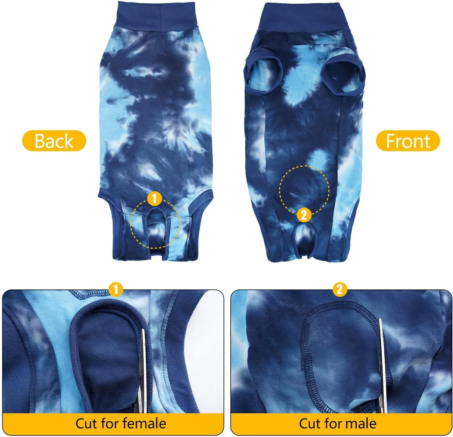 لباس نقاهت سگ KASTWAVE - لباس یکسره نرم و تنفسی با طرح تایلندی - جایگزین قلاده الیزابتی برای زخم های شکمی و جلوگیری از لیسیدن (M)