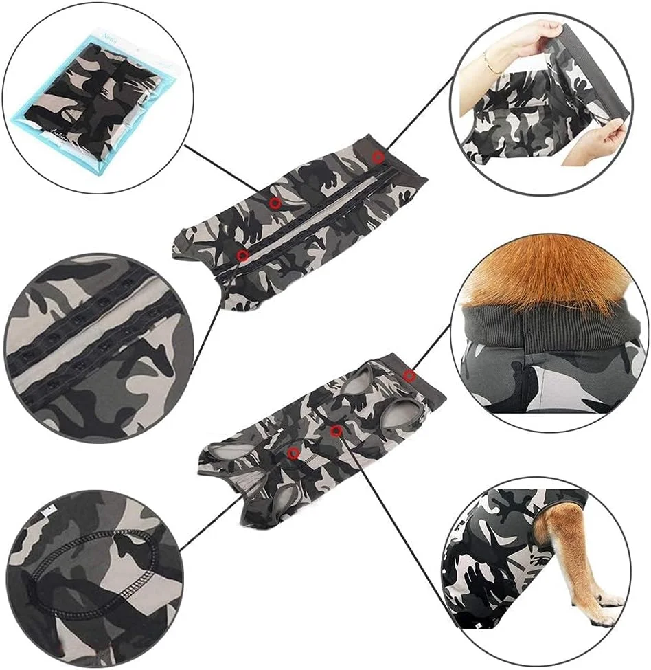 لباس نقاهت سگ هئوس، لباس یکسره سگ، طرح استتار (M, متوسط) لباس نقاهت سگ هئوس، لباس یکسره سگ، طرح استتار (M, متوسط)