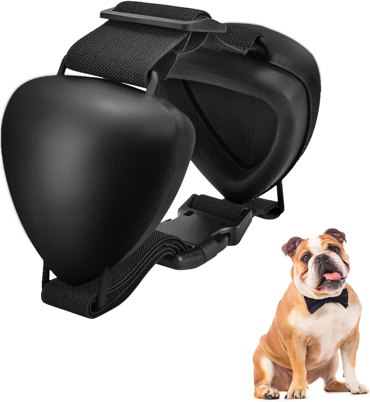 محافظ گوش سگ برای محافظت در برابر صدا، محافظ گوش سگ راحت با قفل سریع برای آتش بازی، رعد و برق، جاروبرقی (مشکی، M)