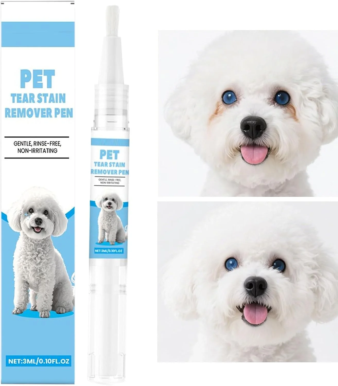 محلول پاک کننده لکه اشک برای سگ های سفید، لوسیون چشم طبیعی برای سگ ها | لوازم نظافت حیوانات خانگی، محلول تمیز کننده برای حیوانات کوچک و متوسط، پیشگیری از سلامت توله سگ ها و بچه گربه ها، مناسب برای استفاده در خانه
