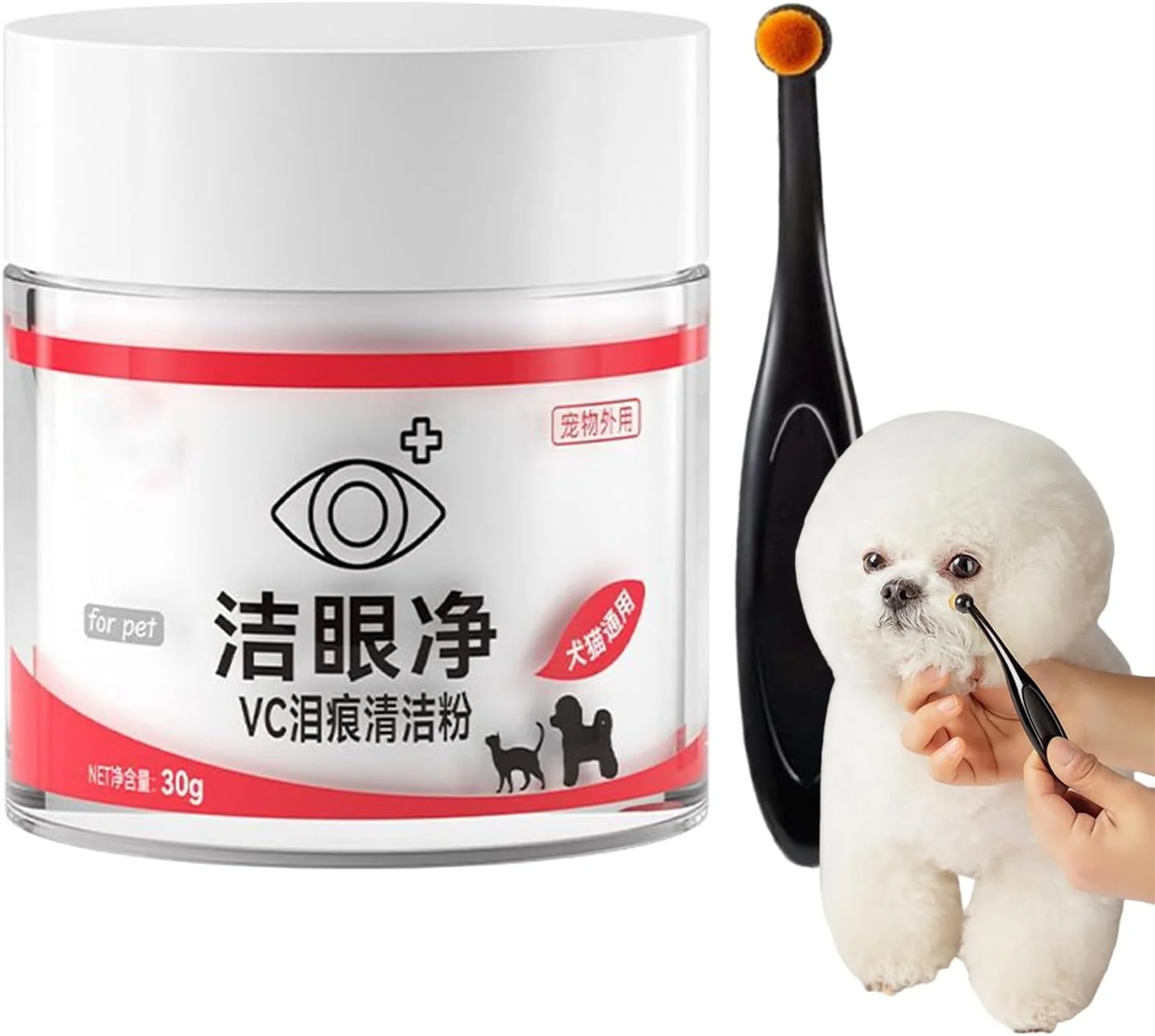 محلول پاک کننده لکه اشک سگ - 30 گرم مراقبت از چشم بچه گربه - پاک کننده ملایم لکه اشک سگ برای حمام کردن، نظافت، مصارف دامپزشکی، منزل، فضای باز و کمپینگ