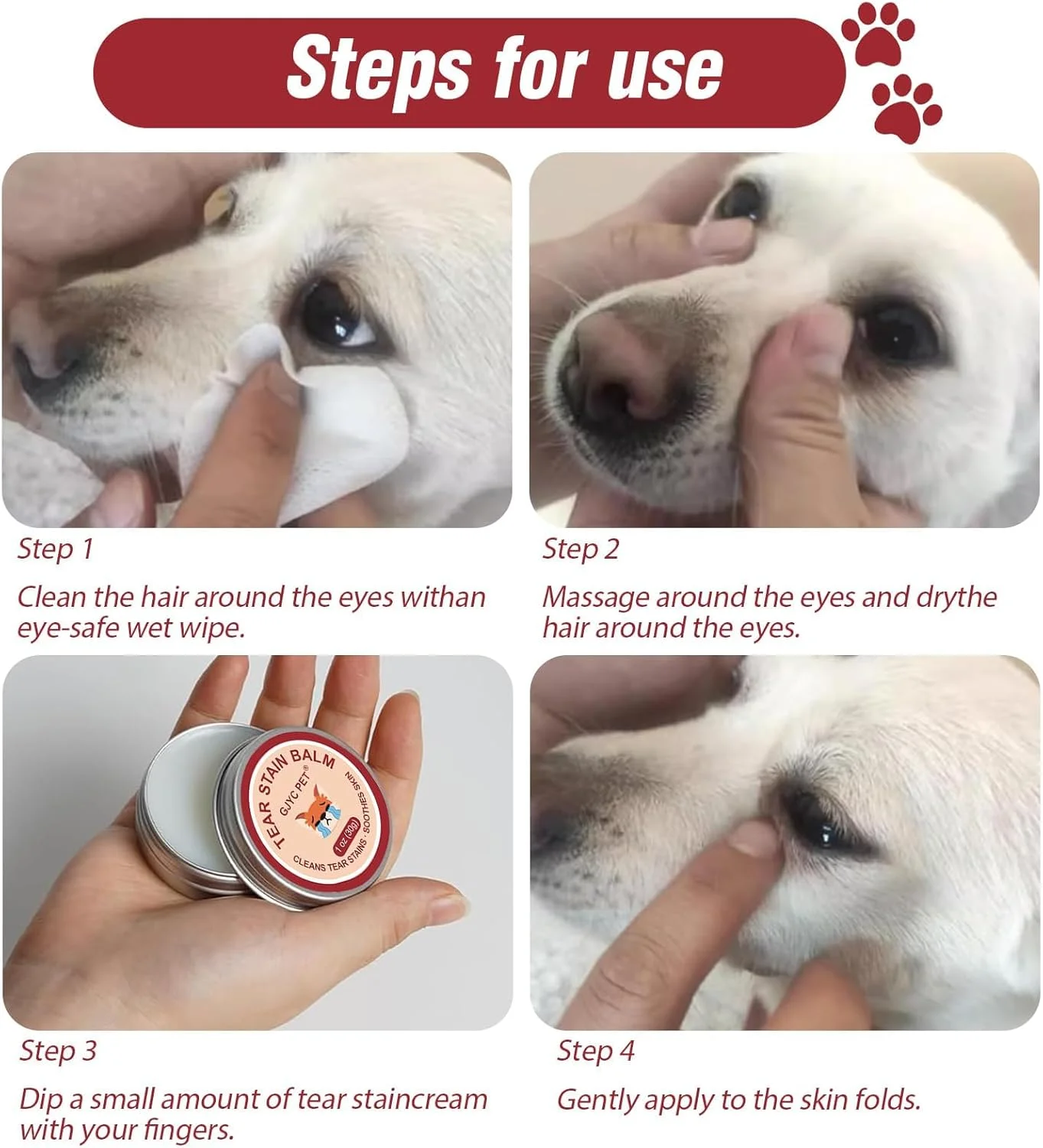 بالم پاک کننده لکه اشک حیوانات خانگی - 30 گرم مراقبت طبیعی گیاهی از چشم برای سگ ها و گربه ها - به آرامی پاک می کند و درخشش را به چشم ها باز می گرداند بالم پاک کننده لکه اشک حیوانات خانگی - 30 گرم مراقبت طبیعی گیاهی از چشم برای سگ ها و گربه ها - به آرامی پاک می کند و درخشش را به چشم ها باز می گرداند