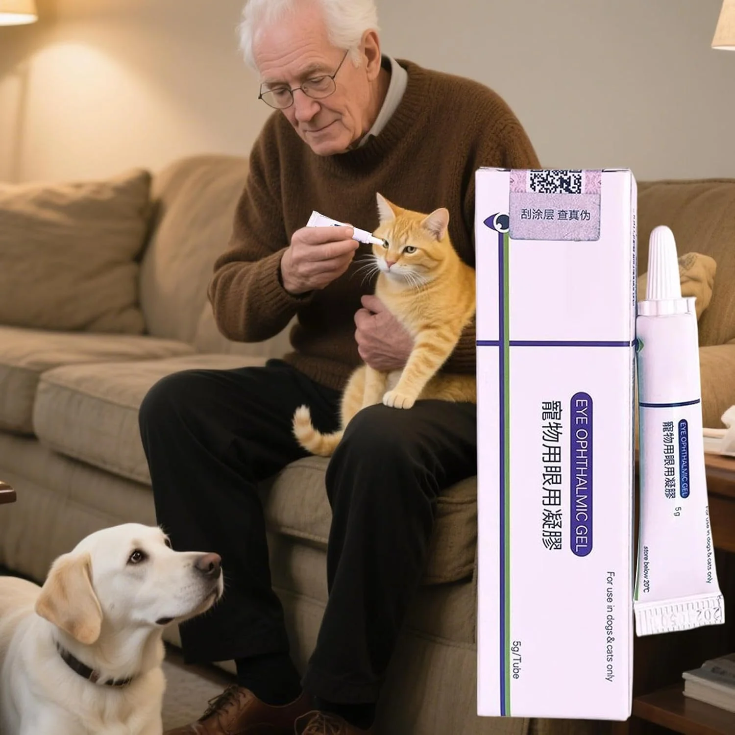 ژل چشم حیوانات خانگی برای گربه | پماد تسکین دهنده چشم 5 گرمی برای گربه ها | محلول مراقبت از پوست حساس، کرم آبرسان حیوانات برای نژادهای کوچک، متوسط و بزرگ مناسب سفر و پیاده روی