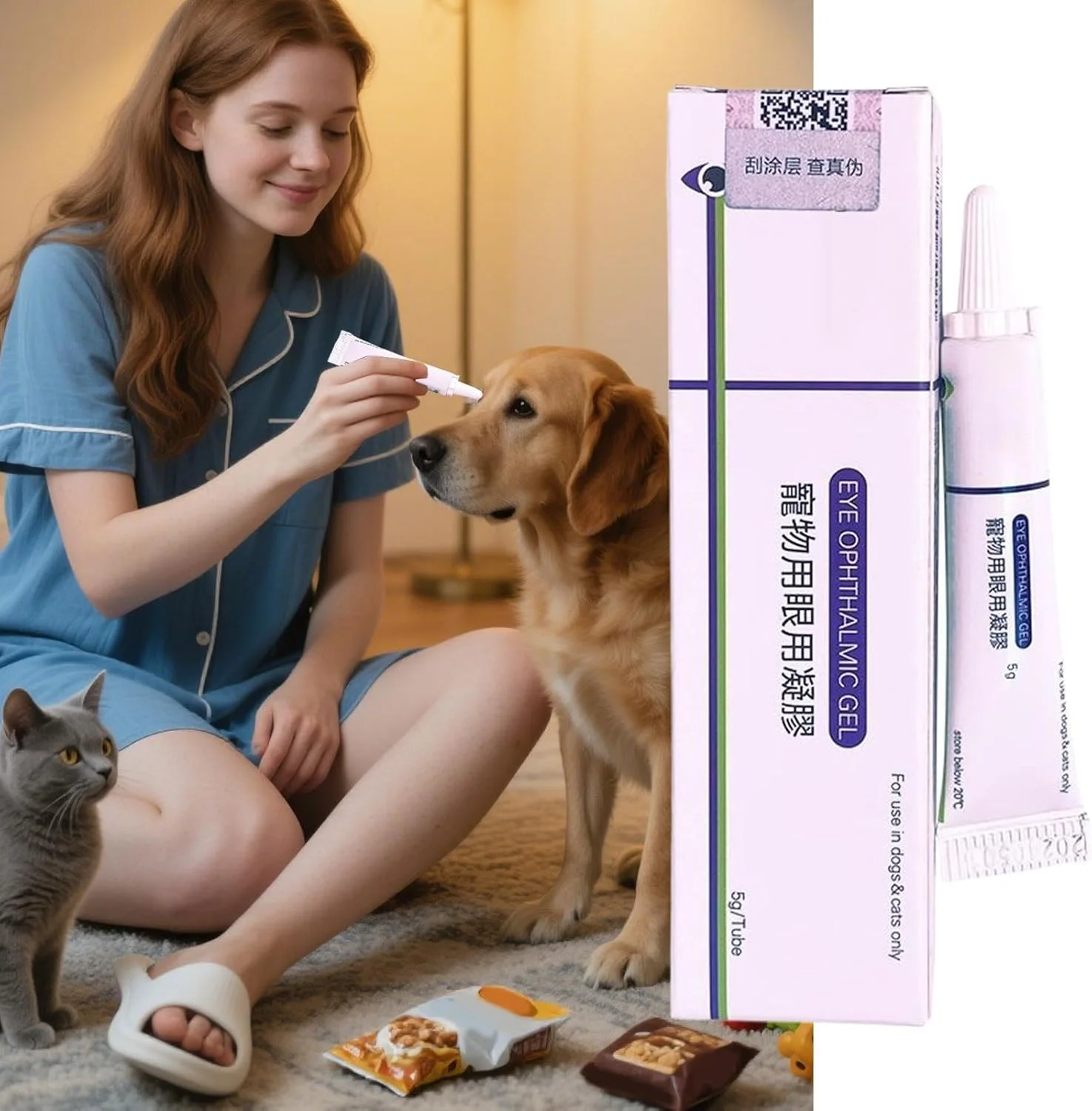 ژل چشم حیوانات خانگی برای گربه | پماد تسکین دهنده چشم 5 گرمی برای گربه ها | محلول مراقبت از پوست حساس، کرم آبرسان حیوانات برای نژادهای کوچک، متوسط و بزرگ مناسب سفر و پیاده روی