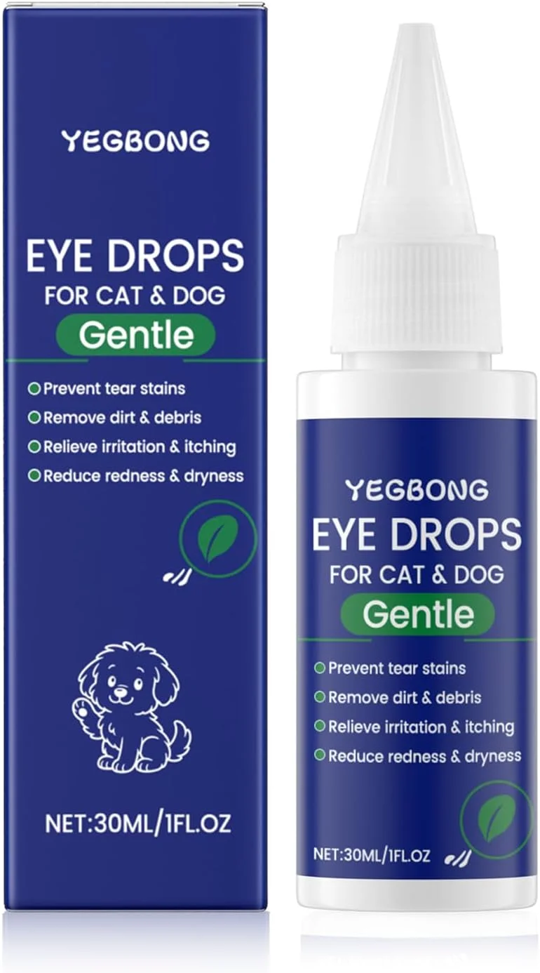 قطره چشمی حیوانات خانگی (سگ و گربه)، مواد طبیعی، فرمول ایمن و ملایم برای خشکی و قرمزی چشم، تسکین دهنده سوزش، عفونت و لکه های اشک، تسکین آلرژی، 30 میلی لیتر