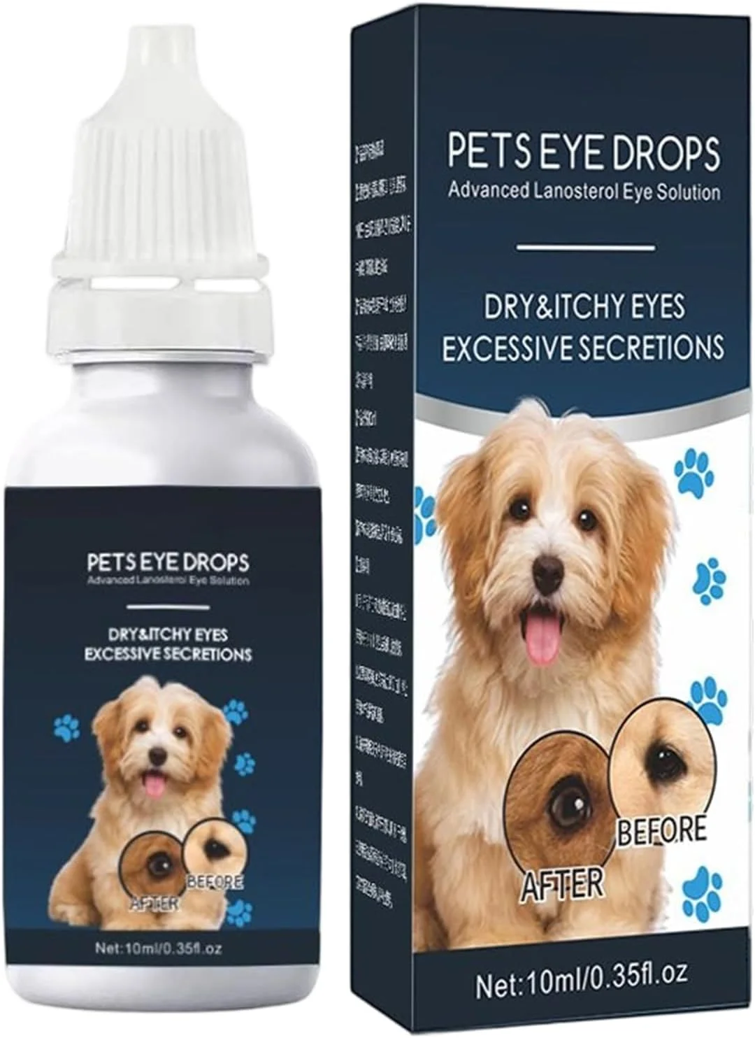 قطره چشم حیوانات خانگی، شستشوی چشم سگ 10 میلی لیتر، پاک کننده ملایم لکه اشک برای گربه و حیوانات کوچک، مراقبت بهداشتی برای رفع خارش و سوزش