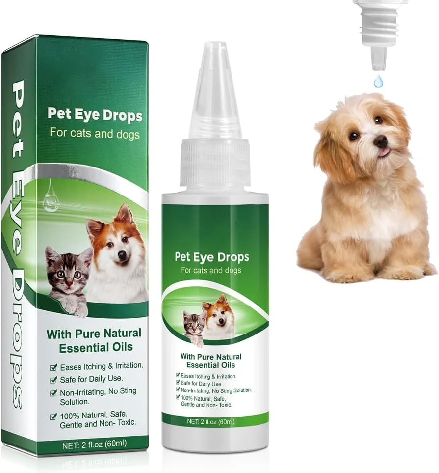 قطره چشم حیوانات خانگی، پاک کننده لکه اشک حیوانات خانگی، قطره چشمی برای سگ ها و گربه ها برای شستشو و تسکین تحریک چشم