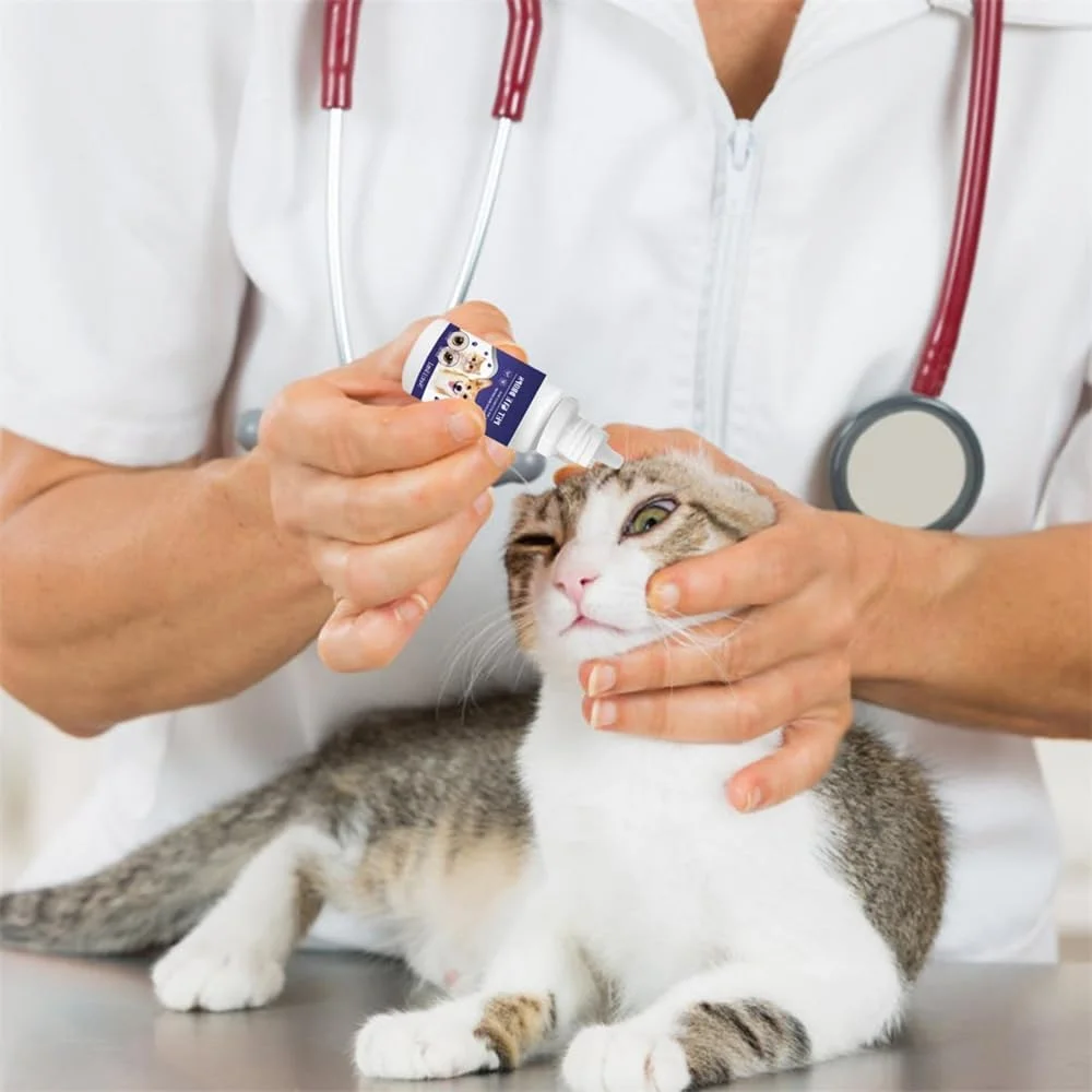 قطره چشم حیوانات خانگی آزونی، روشن کننده چشم گربه و سگ، محلول شستشوی چشم 15 میلی لیتری برای گربه ها، سگ ها و اسب ها، فرمول گیاهی ملایم برای سلامت چشم و رفع آلودگی