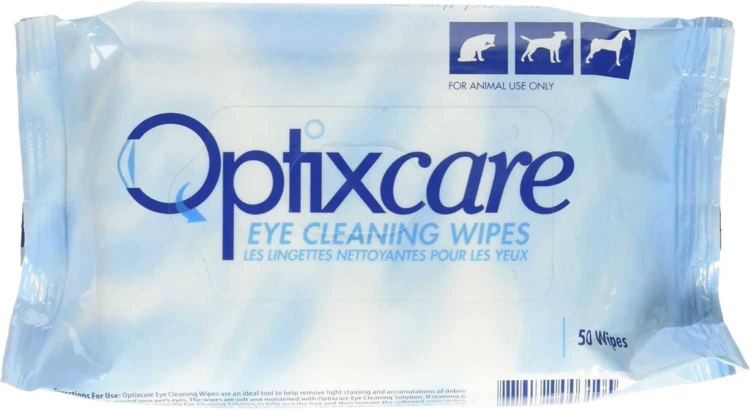 دستمال مرطوب پاک کننده چشم Optixcare، بسته 50 عددی، مناسب برای سگ، گربه و اسب
