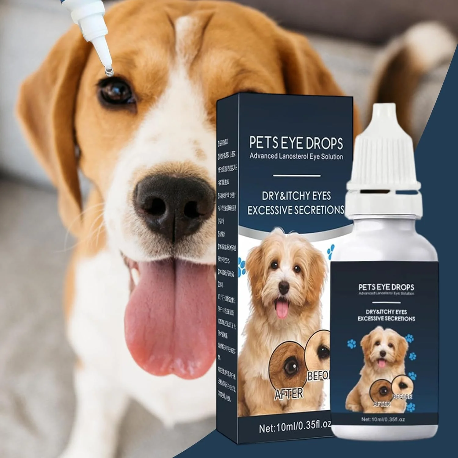 قطره چشم بچه گربه، شستشوی چشم سگ 10 میلی لیتر، محلول ملایم برای خارش و مراقبت از سلامت حیوانات کوچک، گربه، توله سگ و رفع سوزش