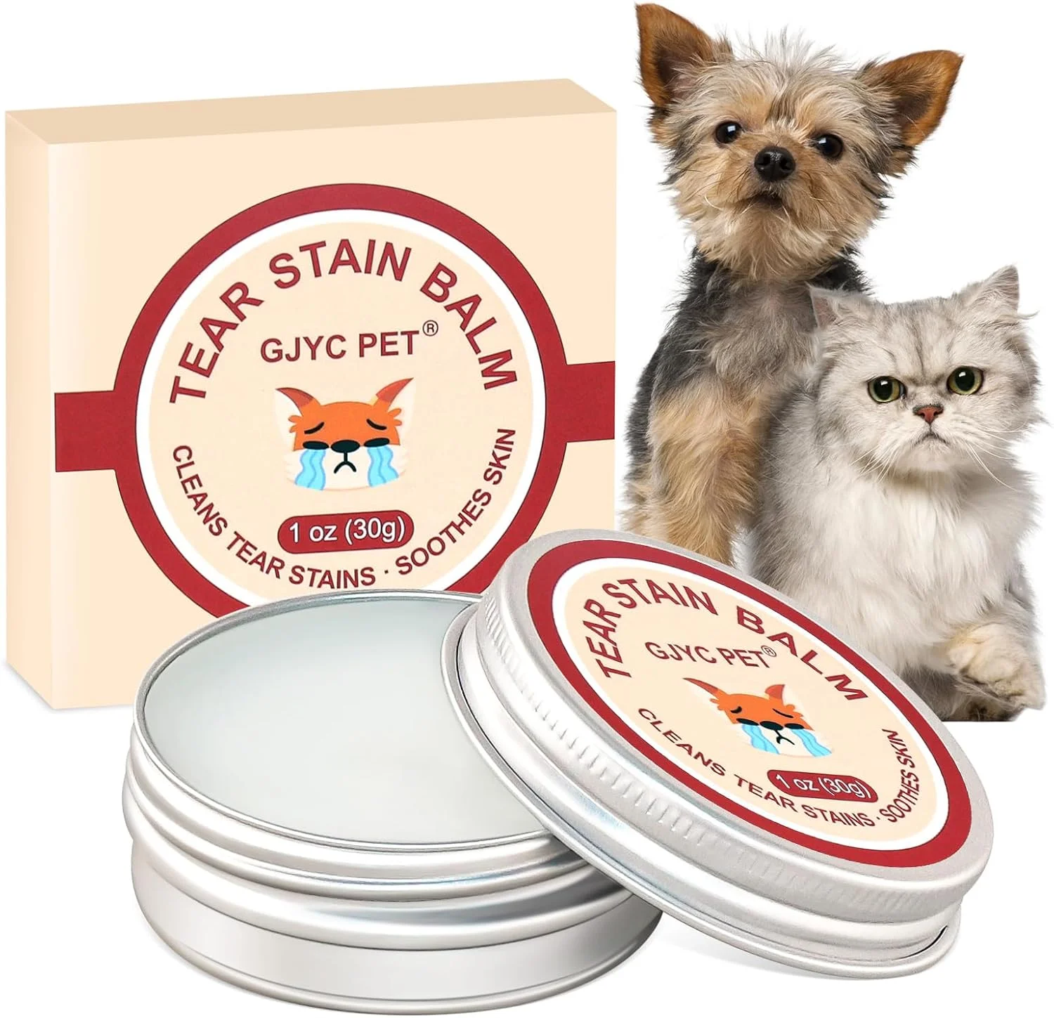 کرم طبیعی رفع لکه اشک چشم حیوانات خانگی، فرمول گیاهی و ارگانیک، کرم دستمال مرطوب چشم برای سگ ها و گربه ها، تسکین دهنده ترشحات و مخاط چشم