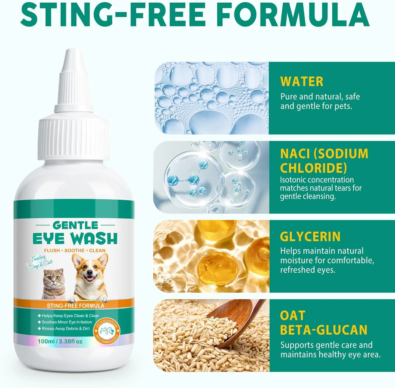 محلول شستشوی چشم برای سگ و گربه - شستشو + تسکین + تمیز کننده | قطره چشمی سگ برای پاک کردن آلودگی و لکه های اشک | قطره چشمی گربه برای تسکین تحریک چشم | پاک کننده چشم برای سگ و گربه محلول شستشوی چشم برای سگ و گربه - شستشو + تسکین + تمیز کننده | قطره چشمی سگ برای پاک کردن آلودگی و لکه های اشک | قطره چشمی گربه برای تسکین تحریک چشم | پاک کننده چشم برای سگ و گربه