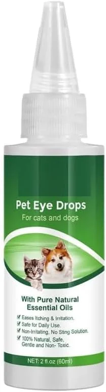 قطره چشمی حیوانات خانگی، قطره چشمی طبیعی ضد باکتری برای سگ و گربه | درمان مناسب آلرژی برای چشم های متورم، خشک یا ملتهب در همه حیوانات خانگی | شستشوی چشم ضد قارچ برای سگ یا گربه