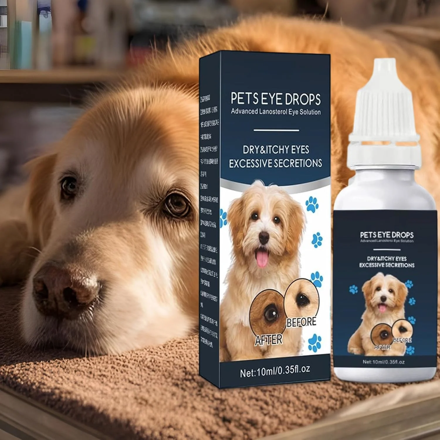 قطره چشم برای گربه ها، شستشوی چشم سگ 10 میلی لیتر - محلول ملایم، پاک کننده لکه اشک برای مراقبت از تحریک و تسکین خارش توله سگ و بچه گربه