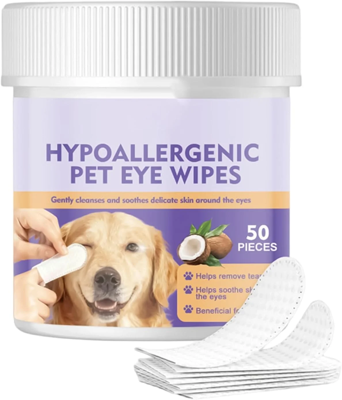 دستمال مرطوب پاک کننده چشم سگ | لوازم مراقبت از چشم سگ سازگار با پوست - دستمال مرطوب ملایم پاک کننده لکه اشک، برای توله سگ ها، بچه گربه ها، کوچک، متوسط، بزرگ، خانه، داخل و خارج از منزل