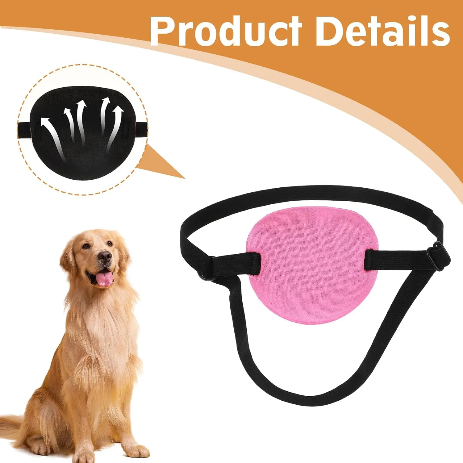 دو عدد پد چشم برای سگ، پد چشم سگ قابل تنظیم، پدهای چشمی نرم و راحت، مورد استفاده برای آسیب های چشمی بعد از عمل در سگ های متوسط و بزرگ، گل رز قرمز