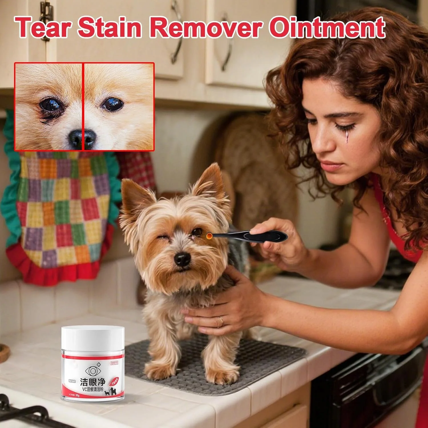 پاک کننده لکه اشک گربه | پاک کننده ملایم چشم بچه گربه 30 گرمی، پاک کننده لکه اشک ملایم سگ ها برای نظافت منزل، کمپینگ، داخل خانه، فضای باز، دامپزشکی و مسافرت