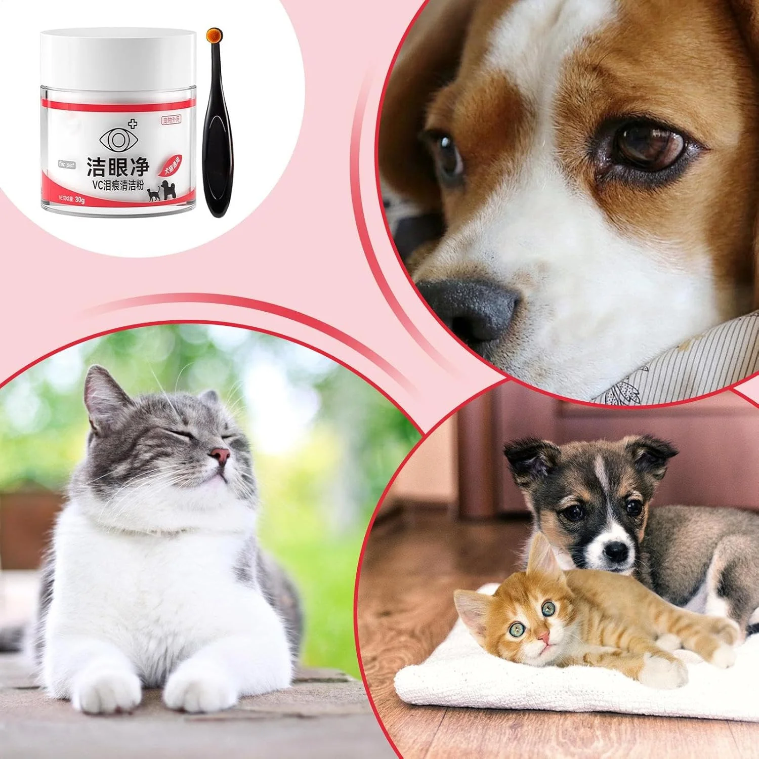 پاک کننده لکه اشک گربه | پاک کننده ملایم چشم حیوانات خانگی 30 گرمی، تسکین دهنده برای سگ ها مناسب برای مسافرت، دامپزشکی، حمام و نظافت پاک کننده لکه اشک گربه | پاک کننده ملایم چشم حیوانات خانگی 30 گرمی، تسکین دهنده برای سگ ها مناسب برای مسافرت، دامپزشکی، حمام و نظافت