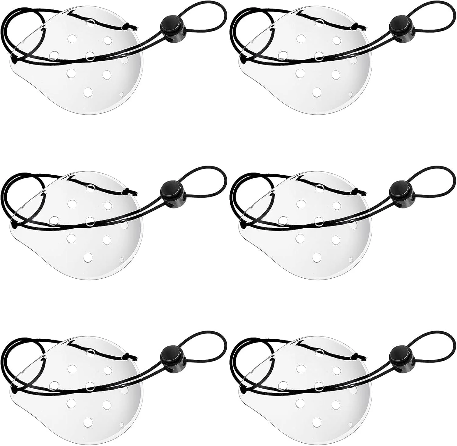 محافظ چشم پلاستیکی، 6 عدد پد چشم شفاف با بند قابل تنظیم، پوشش جراحی تنفسی محافظ چشم بعد از جراحی برای بیماران مردان و زنان