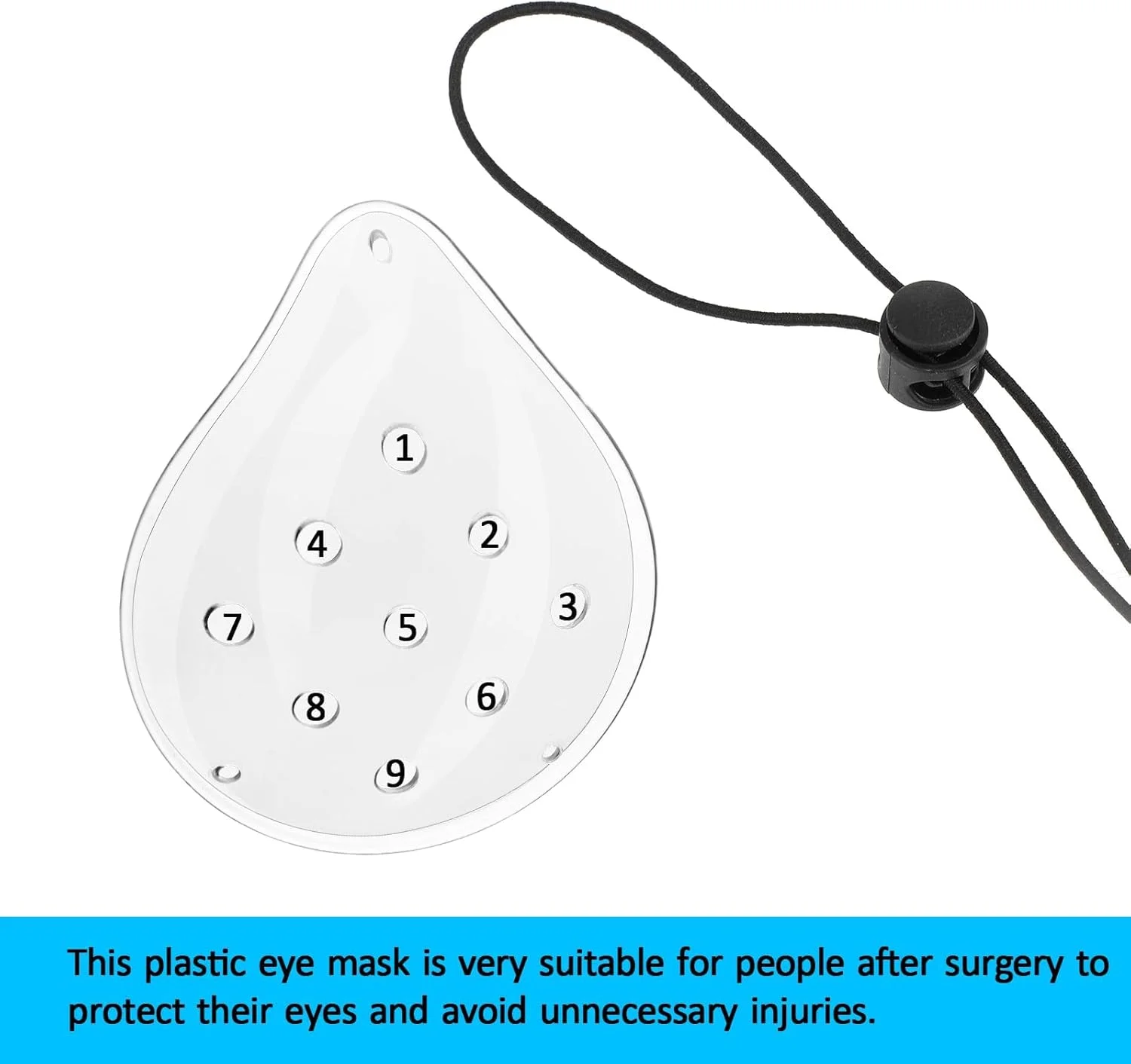 محافظ چشم پلاستیکی، 6 عدد پد چشم شفاف با بند قابل تنظیم، پوشش جراحی تنفسی محافظ چشم بعد از جراحی برای بیماران مردان و زنان