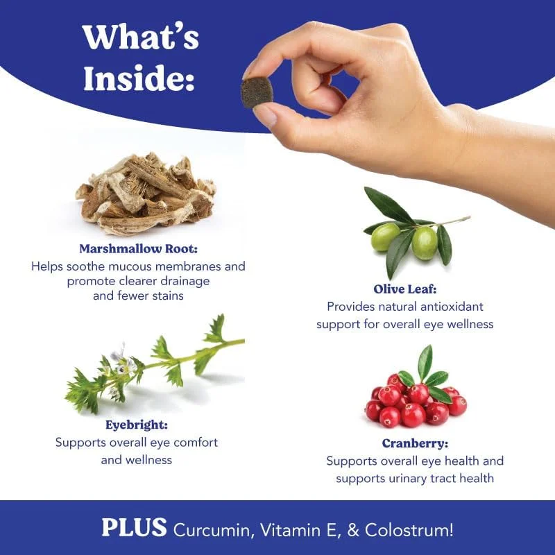 تشویقی نرم جلوگیری از لک اشک طبیعی چشم فرشته ها برای سگ ها | طعم مرغ | برای همه نژادها | بدون گندم و ذرت | مکمل روزانه | فرمول اختصاصی، 90 عدد