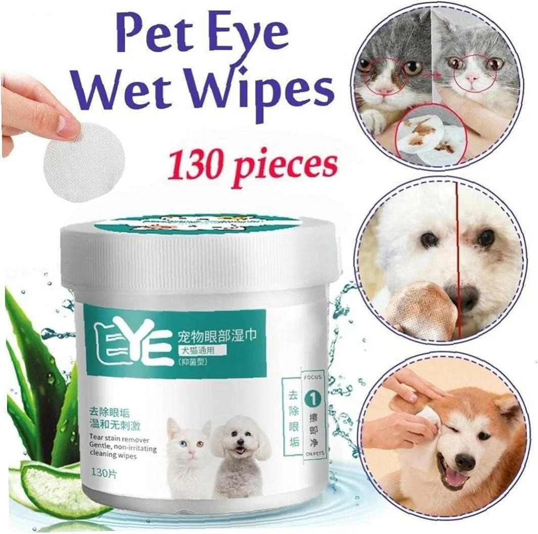 ۱۳۰ عدد دستمال مرطوب چشم حیوانات خانگی (سگ و گربه) - پاک کننده ملایم لکه اشک، ضد حساسیت و مرطوب کننده - ملایم، موثر و ایمن برای چشم های حساس حیوانات خانگی (۱۳۰ عدد) ۱۳۰ عدد دستمال مرطوب چشم حیوانات خانگی (سگ و گربه) - پاک کننده ملایم لکه اشک، ضد حساسیت و مرطوب کننده - ملایم، موثر و ایمن برای چشم های حساس حیوانات خانگی (۱۳۰ عدد)