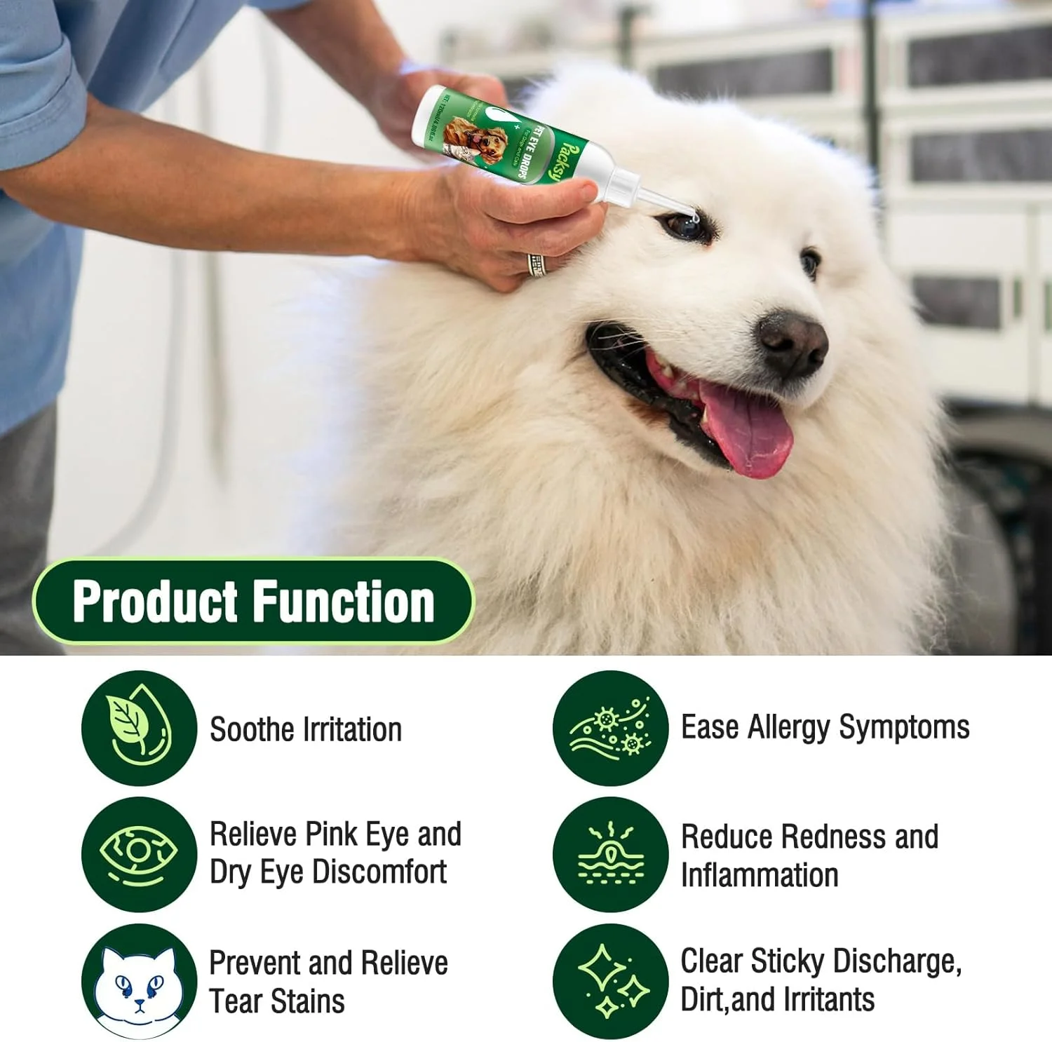 قطره چشم حیوانات خانگی 120 میلی لیتر، محلول قرمزی، خارش و لکه های اشک، عملکرد سریع، ایمن برای همه نژادها و اندازه ها