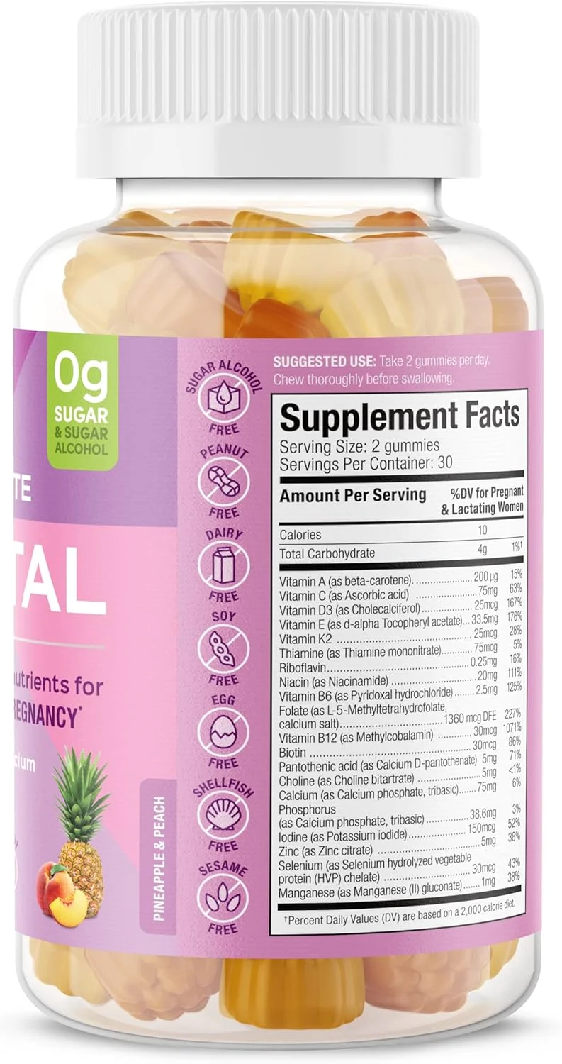 پاستیل های کامل دوران بارداری بدون قند SUKU Vitamins با 20 ویتامین ضروری (مناسب برای 30 روز)