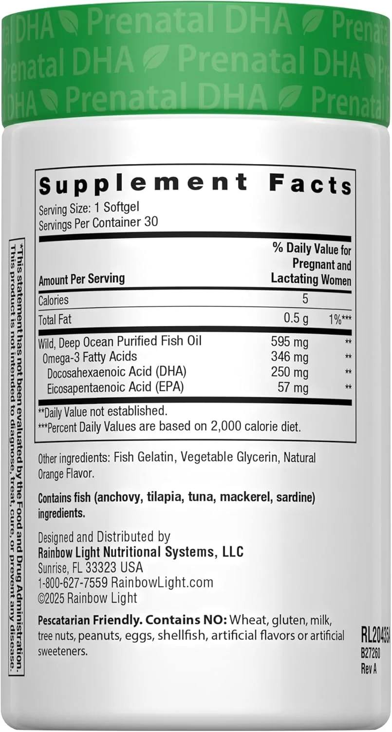 مجموعه مولتی ویتامین روزانه دوران بارداری Rainbow Light، شامل مولتی ویتامین روزانه دوران بارداری و روغن ماهی امگا 3 DHA برای حمایت از سلامت مادر و رشد کودک، 30 عدد