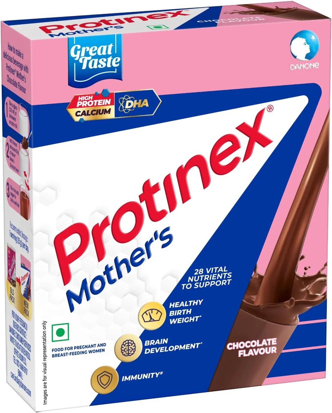 نوشیدنی مغذی مادران پروتینکس - (طعم شکلات، 250 گرم، BIB) با 28 ماده مغذی حیاتی برای حمایت از وزن سالم هنگام تولد، رشد مغز و ایمنی