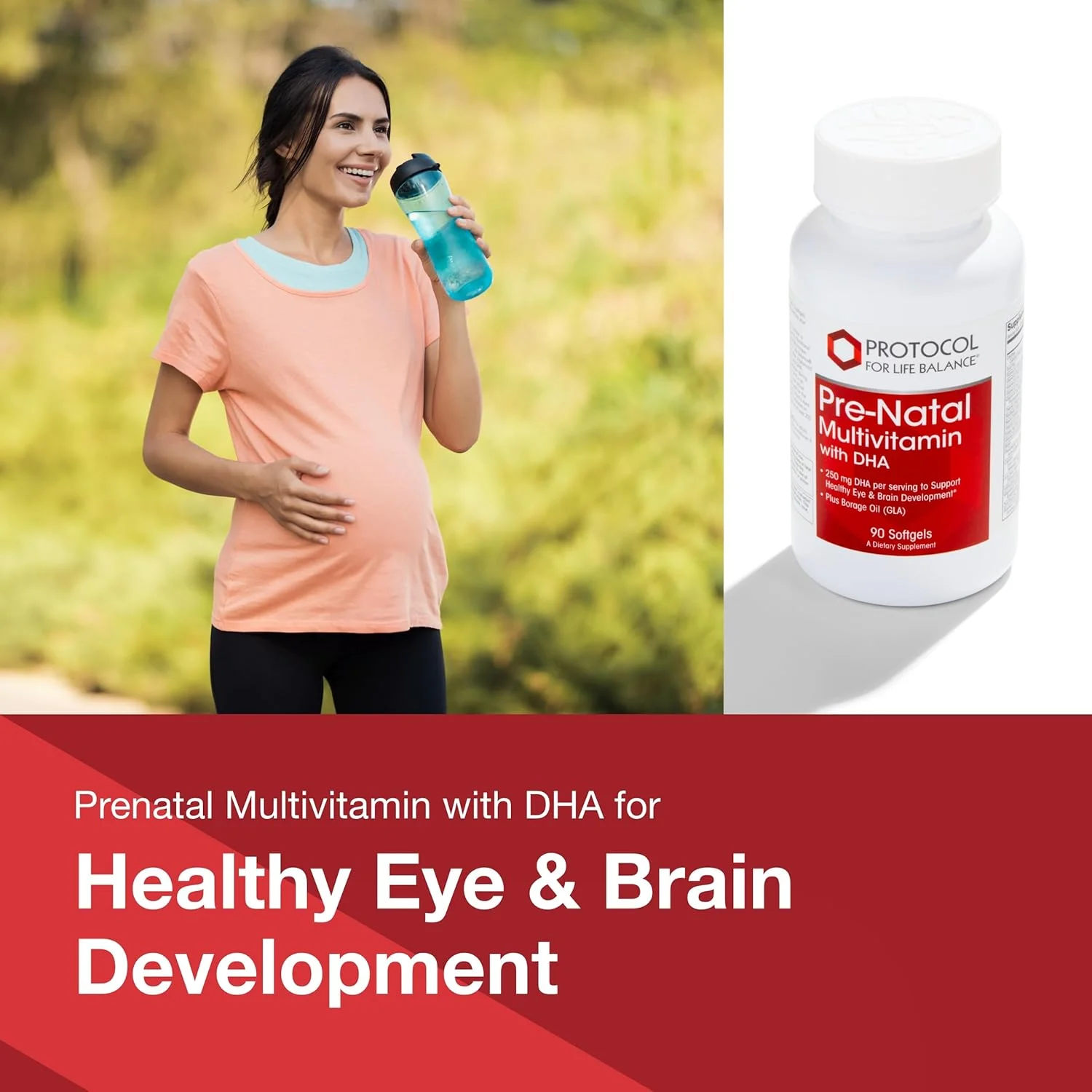 پروتکل فور لایف بالانس - مولتی ویتامین دوران بارداری به همراه DHA - مولتی ویتامین دوران بارداری برای بانوان، جهت پشتیبانی از سلامت چشم، رشد مغز به همراه اسید فولیک (فولات)، روغن گل گاوزبان، بیوتین - 90 سافت ژل