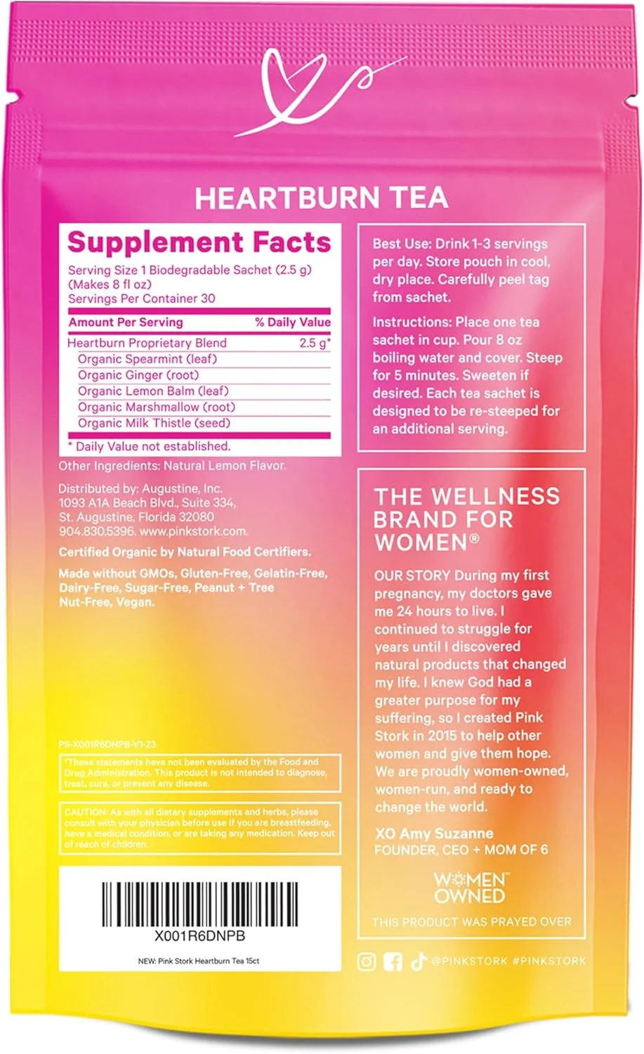 دمنوش ضد سوزش معده دوران بارداری پینک استورک - 15 کیسه ای