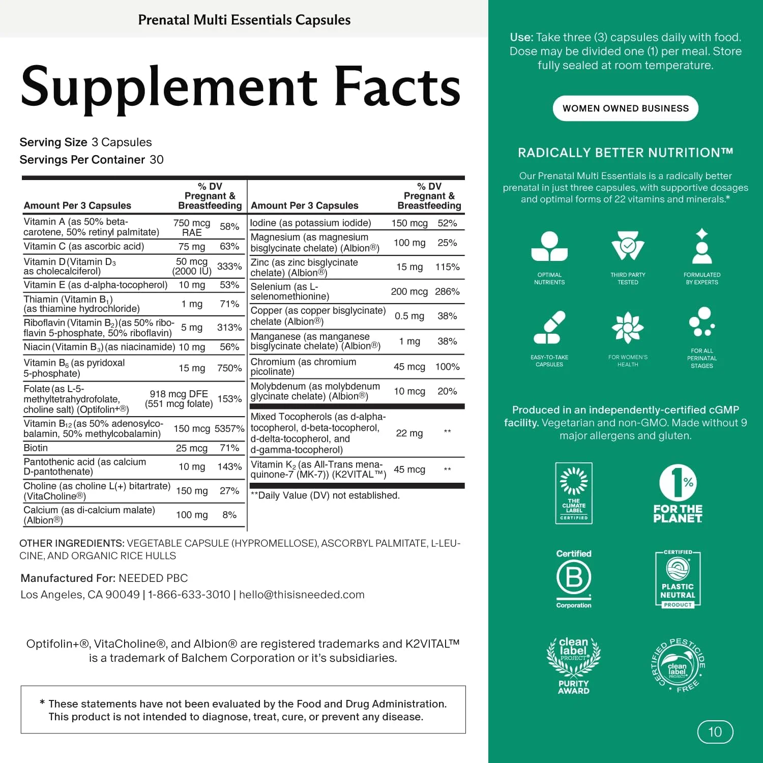 مولتی ویتامین دوران بارداری | کپسول های ضروری دوران بارداری - بارداری، شیردهی، پس از زایمان | فرمولاسیون تخصصی و تست شده توسط شخص ثالث | تامین 30 روزه