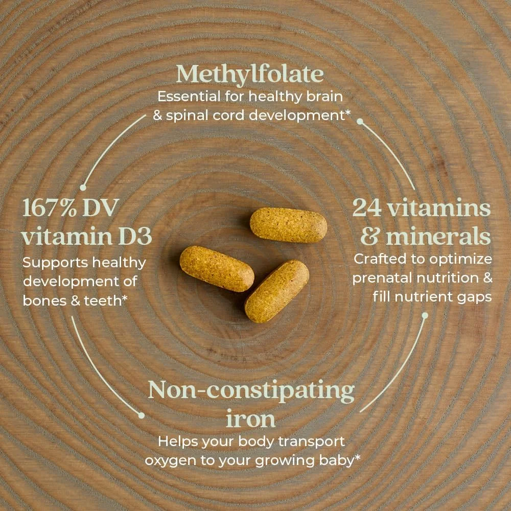 ویتامین های دوران بارداری پیشرفته نیو چپتر، 270 عددی، ساخته شده با مواد ارگانیک و غیر تراریخته برای مادر و نوزاد سالم - فولات (متیل فولات)، آهن تخمیر شده از مواد غذایی کامل، ویتامین D3 + زنجبیل