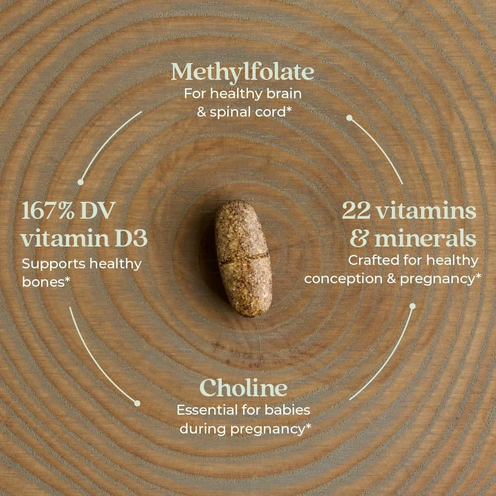 مولتی ویتامین دوران بارداری نیو چپتر با متیل فولات + کولین برای مادر و نوزاد سالم، یک عدد در روز، 60 عدد