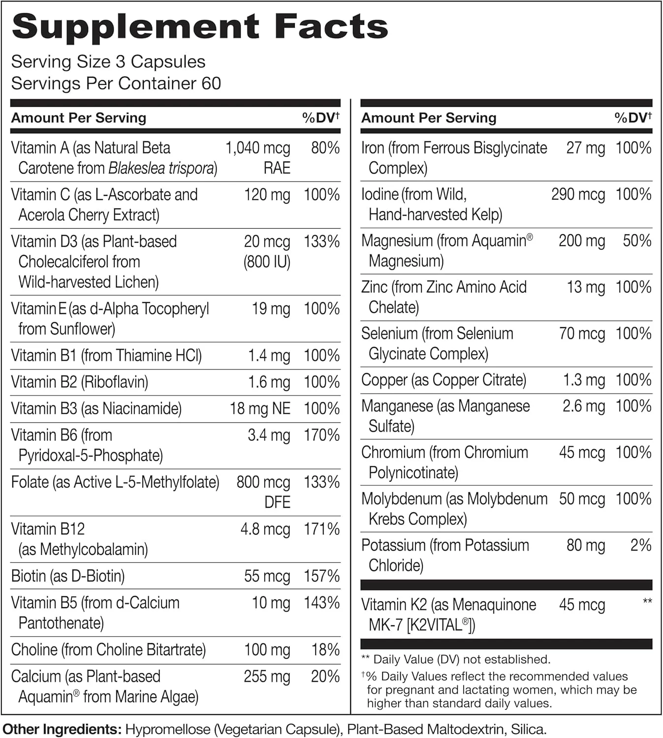 مولتی ویتامین دوران بارداری NATURELO با آهن ملایم کلاته، متیل فولات، کلسیم گیاهی و کولین - وگان، گیاهخواری - غیر GMO - بدون گلوتن - 360 کپسول - تامین 4 ماهه مولتی ویتامین دوران بارداری NATURELO با آهن ملایم کلاته، متیل فولات، کلسیم گیاهی و کولین - وگان، گیاهخواری - غیر GMO - بدون گلوتن - 360 کپسول - تامین 4 ماهه