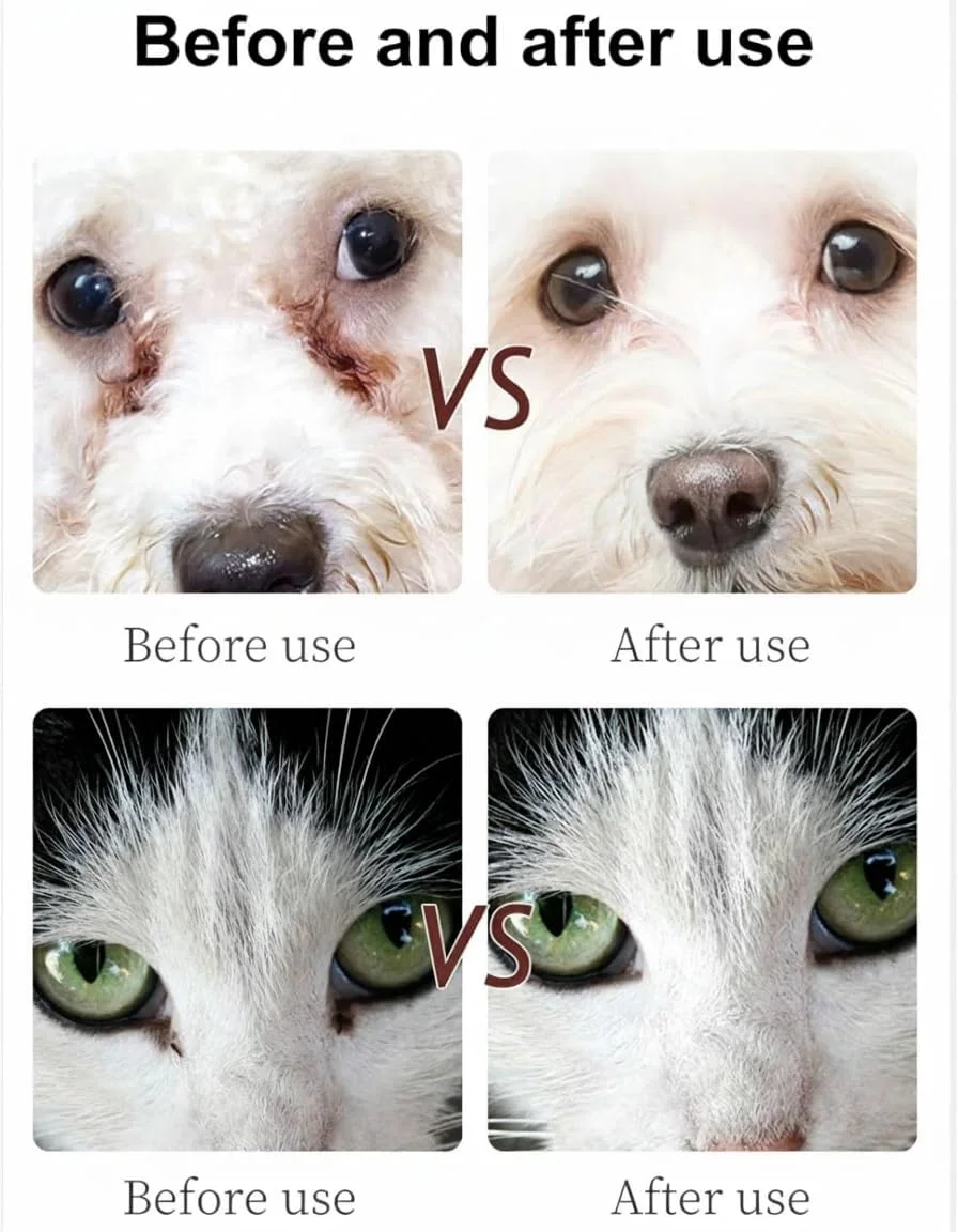 پاک کننده لکه اشک حیوانات خانگی آزونی، مراقبت از چشم سگ، پاک کننده لکه اشک گربه، کرم پاک کننده طبیعی مراقبت از چشم برای گربه ها و سگ ها، به آرامی تمیز می کند و درخشش را به چشم ها باز می گرداند