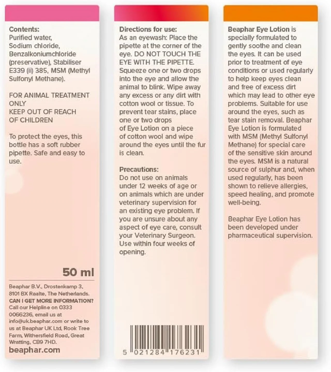 لوسیون پاک کننده چشم Beaphar برای مراقبت از چشم گربه ها و سگ ها - 50 میلی لیتر